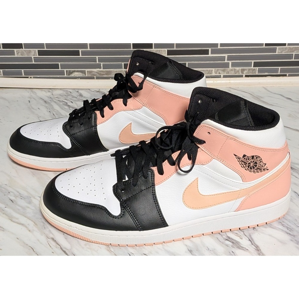 Nike Air Jordan 1 Mid Crimson Tint Arctic Orange Black 554724-133 Men's Size 18 - Picture 4 of 10